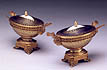Empire gilt bronze mounted Paris porcelain cassolettes